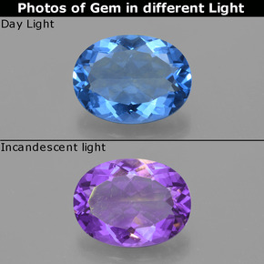 Fluorita de mudança de cor azul natural 19,07ct, corte oval, VS