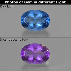 Fluorita de mudança de cor azul natural 14,68ct, corte oval, VS
