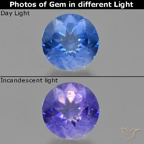 11.73ct Natural Azul claro Fluorita que muda de cor, Redondo, VS