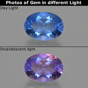 Fluorita que muda de cor Violeta-Azul Natural 8.60ct, Corte Oval, VS