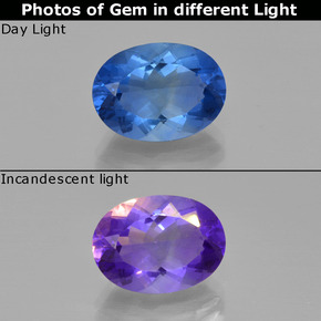 Fluorita de mudança de cor  natural 7,28ct, corte oval, VS