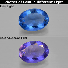 Fluorita de mudança de cor  natural 8,00ct, corte oval, VS