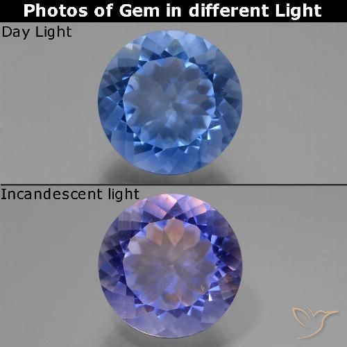 10.95ct Natural Azul-marinho Fluorita que muda de cor, Redondo, VS