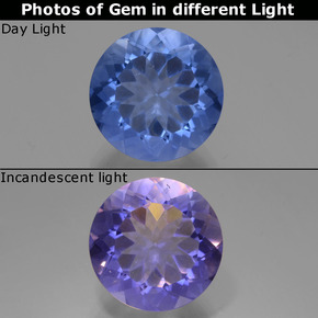 Fluorita de mudança de cor azul natural 11,80ct, corte redondo, VS