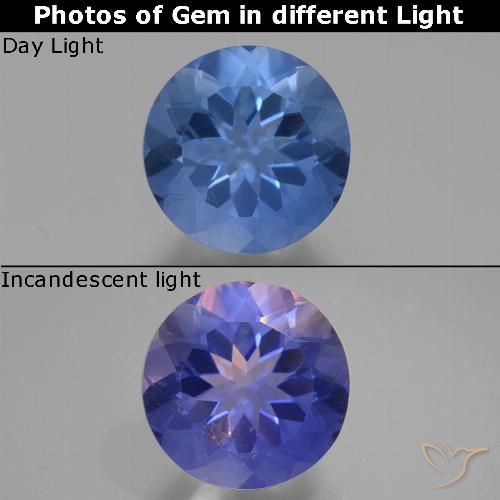 11.78ct Natural Azul profundo Fluorita que muda de cor, Redondo, VS