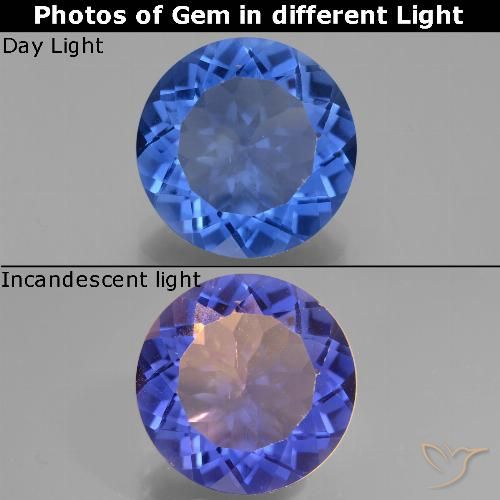 12.27ct Natural Azul escuro Fluorita que muda de cor, Redondo, VS