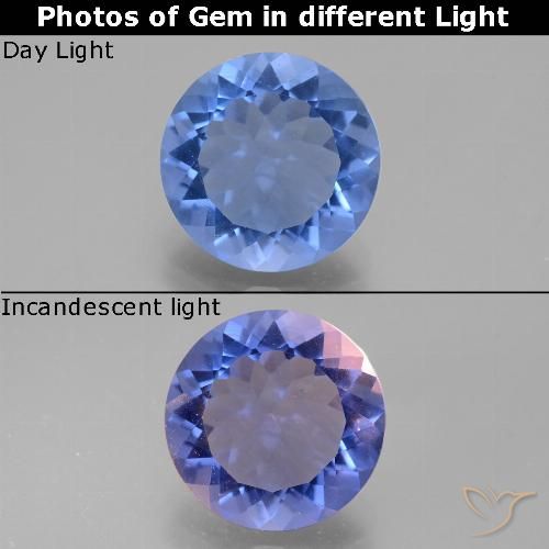 9.83ct Natural Azul profundo Fluorita que muda de cor, Redondo, VS