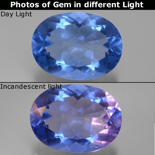 Fluorita que muda de cor Azul-marinho Natural 20.94ct, Corte Oval, VS