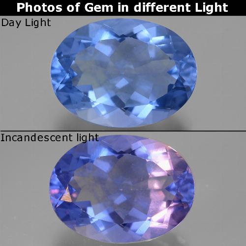 Fluorita de mudança de cor azul natural 20,55ct, corte oval, VVS-VS