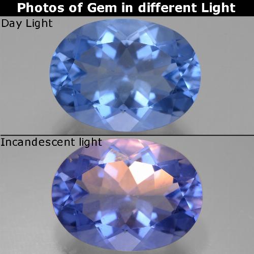 Fluorita de mudança de cor azul natural 21,46ct, corte oval, VS