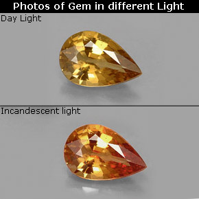 Granada de mudança de cor multicolorido natural 1,37ct, formato de pêra, VVS-VS