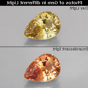 Granada de mudança de cor multicolorido natural 1,16ct, formato de pêra, VVS-VS