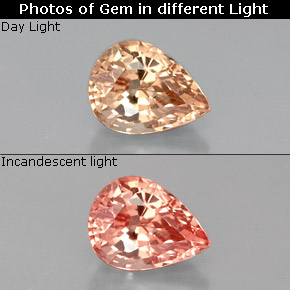 Granada de mudança de cor  natural 1,29ct, formato de pêra, VS-SI