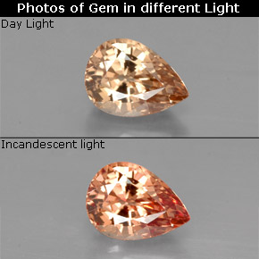 Granada de mudança de cor multicolorido natural 1,12ct, formato de pêra, VVS