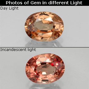 Granada de mudança de cor  natural 1,17ct, corte oval, VVS