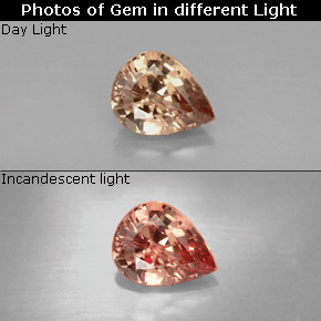 Granada de mudança de cor multicolorido natural 1,21ct, formato de pêra, VVS