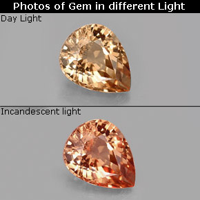 Granada de mudança de cor multicolorido natural 1,40ct, formato de pêra, VS-SI