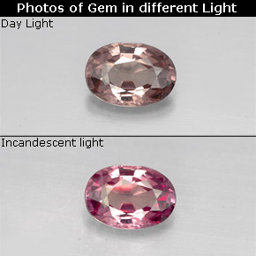 Granada de mudança de cor multicolorido natural 0,76ct, corte oval, VVS