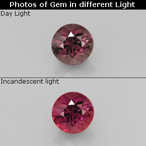 Granada de mudança de cor multicolorido natural 0,66ct, corte redondo, VS