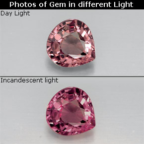 Granada que muda de cor Rosa rosado a rosa vermelho Natural 0.75ct, Formato de pêra, VS-SI