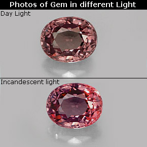 Granada de mudança de cor multicolorido natural 0,75ct, corte oval, VS