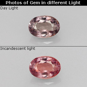 Granada de mudança de cor multicolorido natural 0,66ct, corte oval, VS-SI