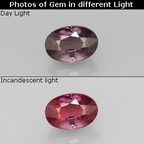 Granada de mudança de cor multicolorido natural 0,68ct, corte oval, VS