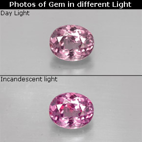 Granada de mudança de cor multicolorido natural 0,58ct, corte oval, VS