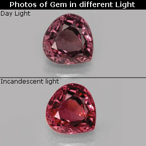 Granada de mudança de cor multicolorido natural 0,92ct, formato de pêra, VS