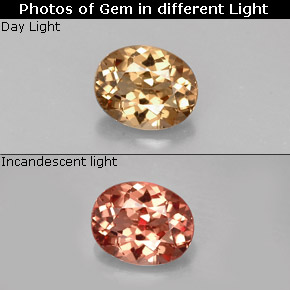 Granada de mudança de cor multicolorido natural 0,64ct, corte oval, VVS-VS