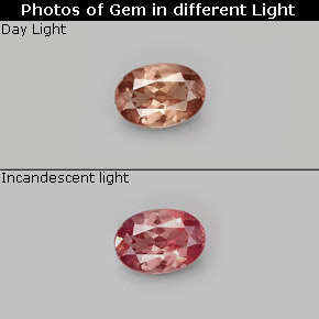 Granada de mudança de cor multicolorido natural 0,88ct, corte oval, VS