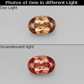 Granada de mudança de cor mudança de cor natural 1,00ct, corte oval, VS
