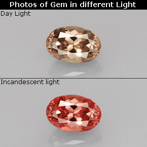 Granada de mudança de cor multicolorido natural 0,73ct, corte oval, VS-SI