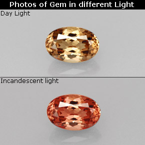 Granada de mudança de cor multicolorido natural 0,66ct, corte oval, VVS-VS