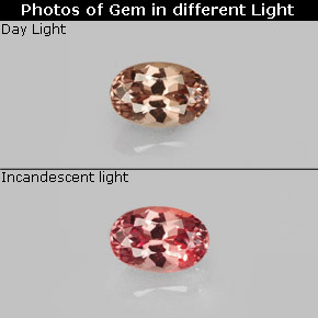 Granada de mudança de cor mudança de cor natural 0,70ct, corte oval, VVS-VS