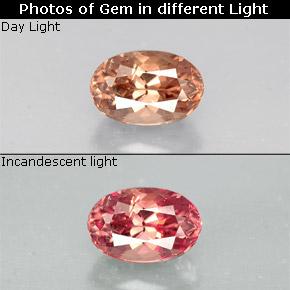 Granada de mudança de cor multicolorido natural 0,74ct, corte oval, VS