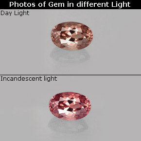 Granada de mudança de cor multicolorido natural 0,70ct, corte oval, VVS-VS