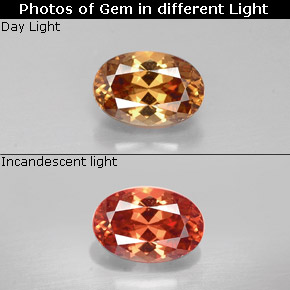 Granada de mudança de cor multicolorido natural 0,69ct, corte oval, VVS-VS