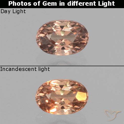Granada de mudança de cor marrom natural 0,43ct, corte oval, VVS-VS