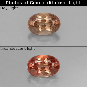 Granada de mudança de cor mudança de cor natural 0,58ct, corte oval, VS