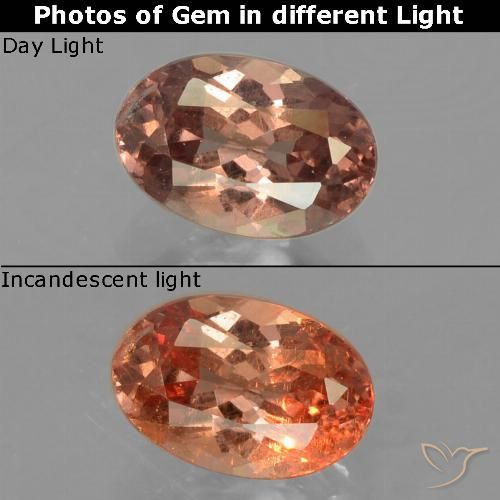 Granada de mudança de cor marrom natural 0,67ct, corte oval, VS