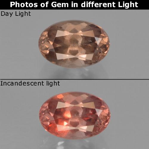 Granada de mudança de cor marrom natural 0,73ct, corte oval, VS