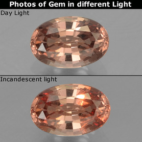 Granada de mudança de cor marrom natural 0,59ct, corte oval, VS