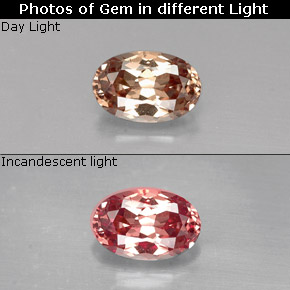 Granada de mudança de cor multicolorido natural 0,61ct, corte oval, VVS-VS