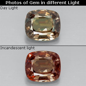 Granada de mudança de cor multicolorido natural 1,81ct, almofada cortada, VS
