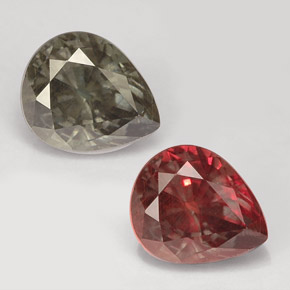 Granada de mudança de cor multicolorido natural 1,58ct, formato de pêra, VS