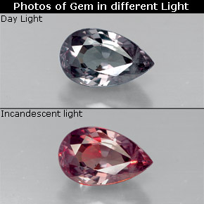 Granada de mudança de cor multicolorido natural 1,20ct, formato de pêra, VS