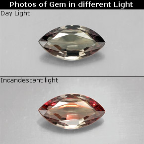 Granada de mudança de cor multicolorido natural 1,34ct, marquise, VS