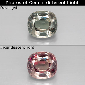 Granada de mudança de cor multicolorido natural 1,30ct, almofada cortada, VS