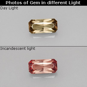 Granada de mudança de cor multicolorido natural 0,75ct, corte esmeralda, VVS-VS
